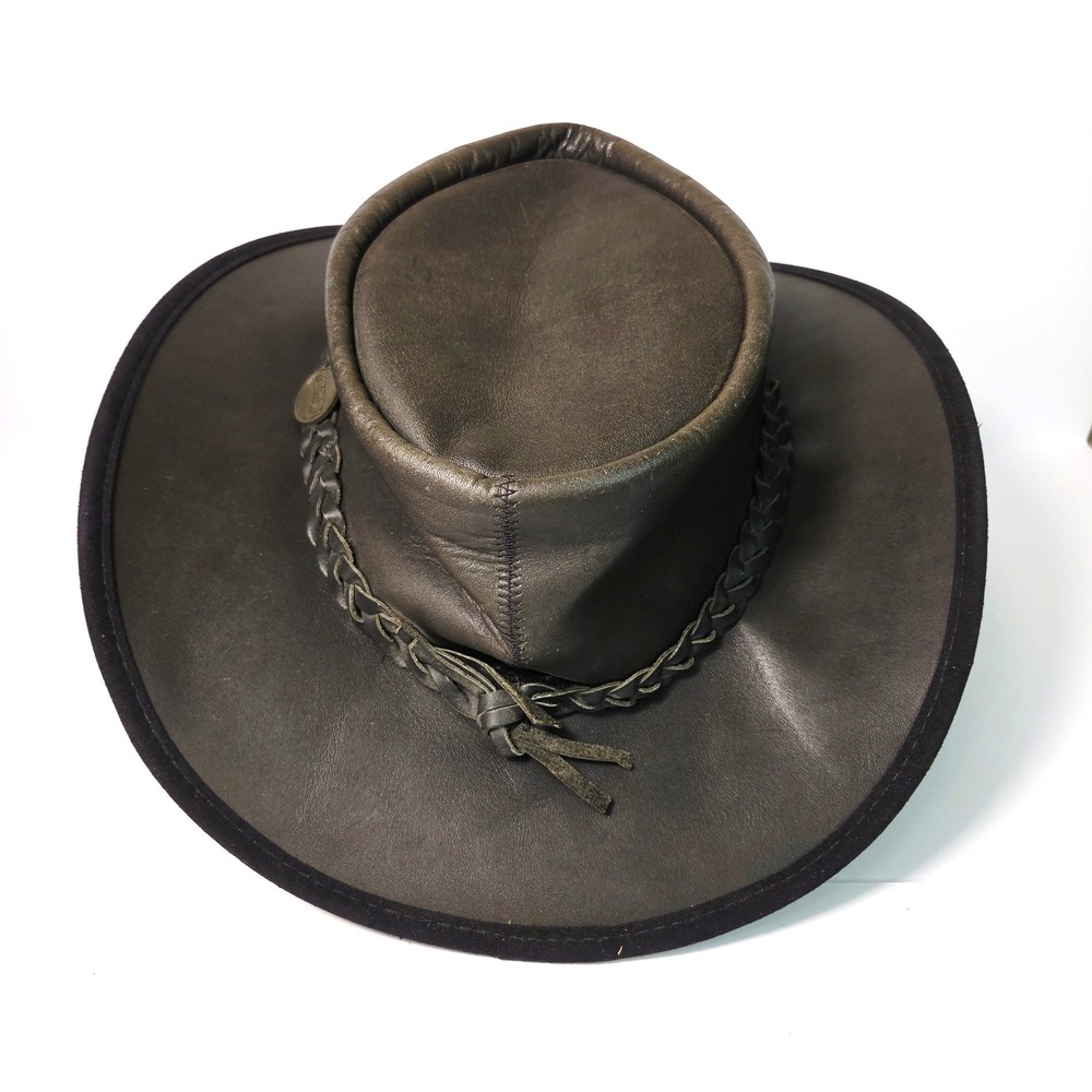Barmah Hat Mens Large Brown Squashy Kangaroo Leather Outback Cowboy Australia